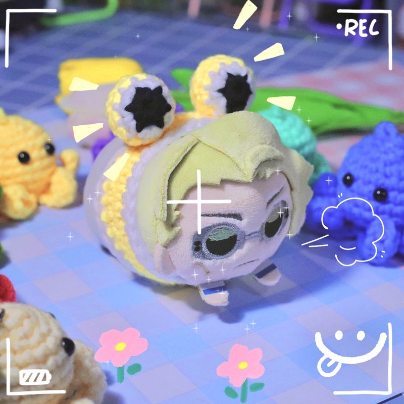 Vòng tay đan len ếch handmade, outfit mochi, noru anime