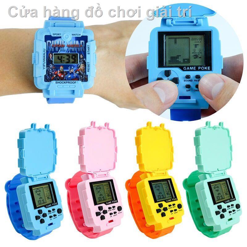 ☏▲Phim hoạt hình trẻ em đồ chơi điện tử unisex Máy chơi game Tetris đồng hồ cầm tay cổ điển hoài cổ