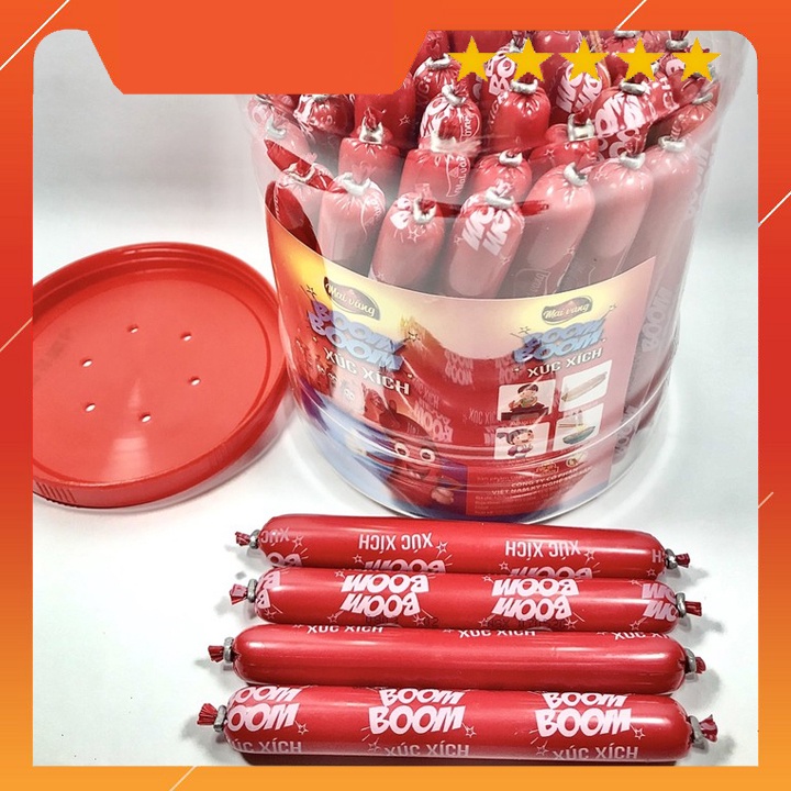 [ AN TÂM MUA HÀNG ] Xúc xích tiệt trùng Boom Boom Vissan 23g (1 cây) - Đồ Ăn Đóng Hộp Lợn Bò và Gà -