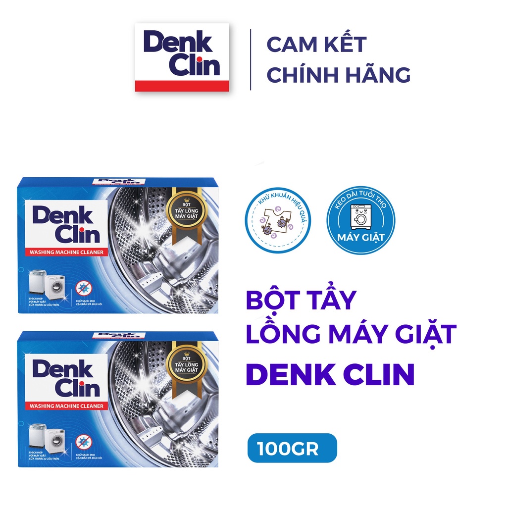Bột tẩy lồng máy giặt Denkclin 100gr diệt khuẩn khử mùi khử khuẩn không hại máy