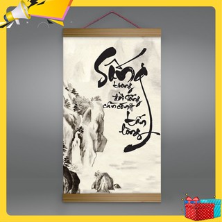 Tranh canvas thả nẹp gỗ chữ “Sống” W3988