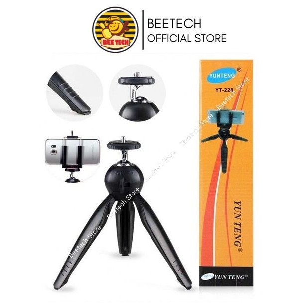 Giá đỡ điện thoại, máy ảnh Tripod Mini BT228, xoay 360 độ dùng kẹp để xem phim, livestream ... - Beetech