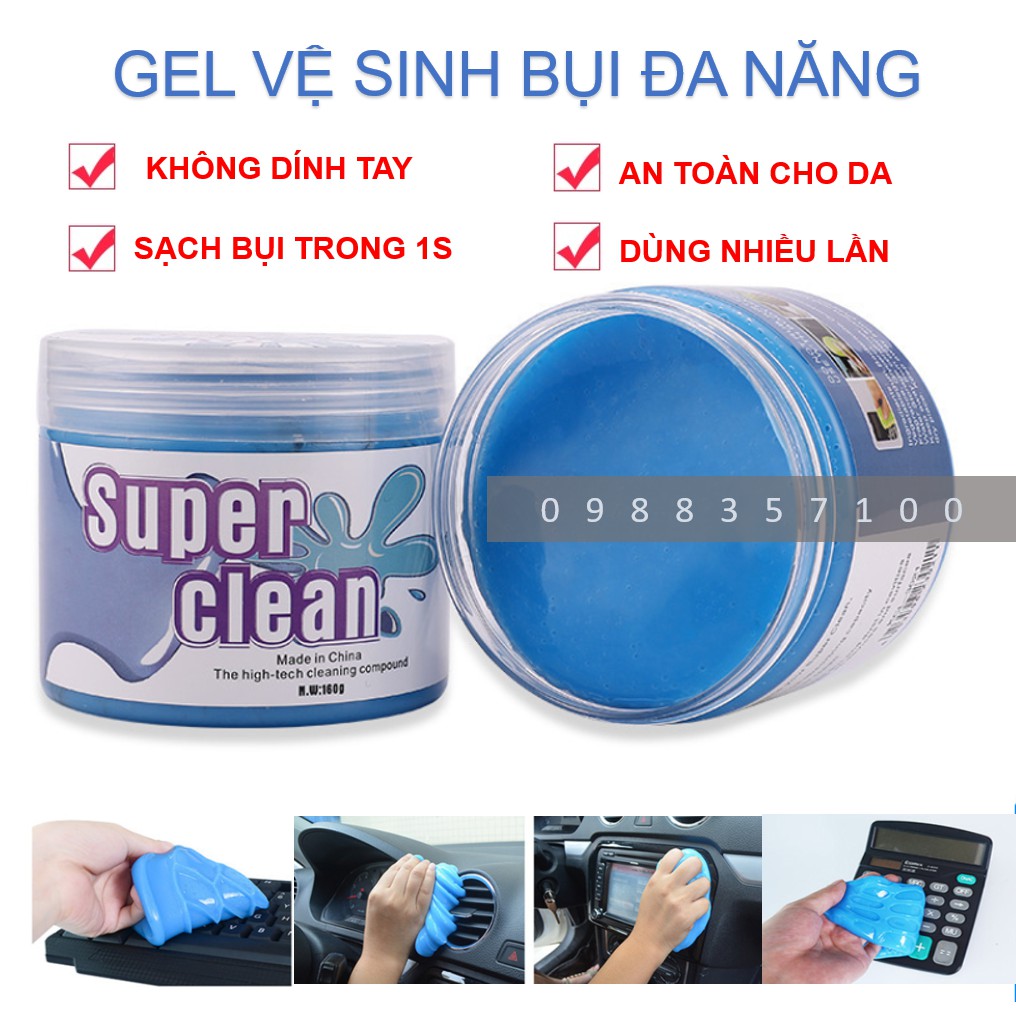 Gel vệ sinh bụi đa năng Super Clean, gel làm sạch bụi trong ô tô, vệ sinh bụi nội thất ô tô