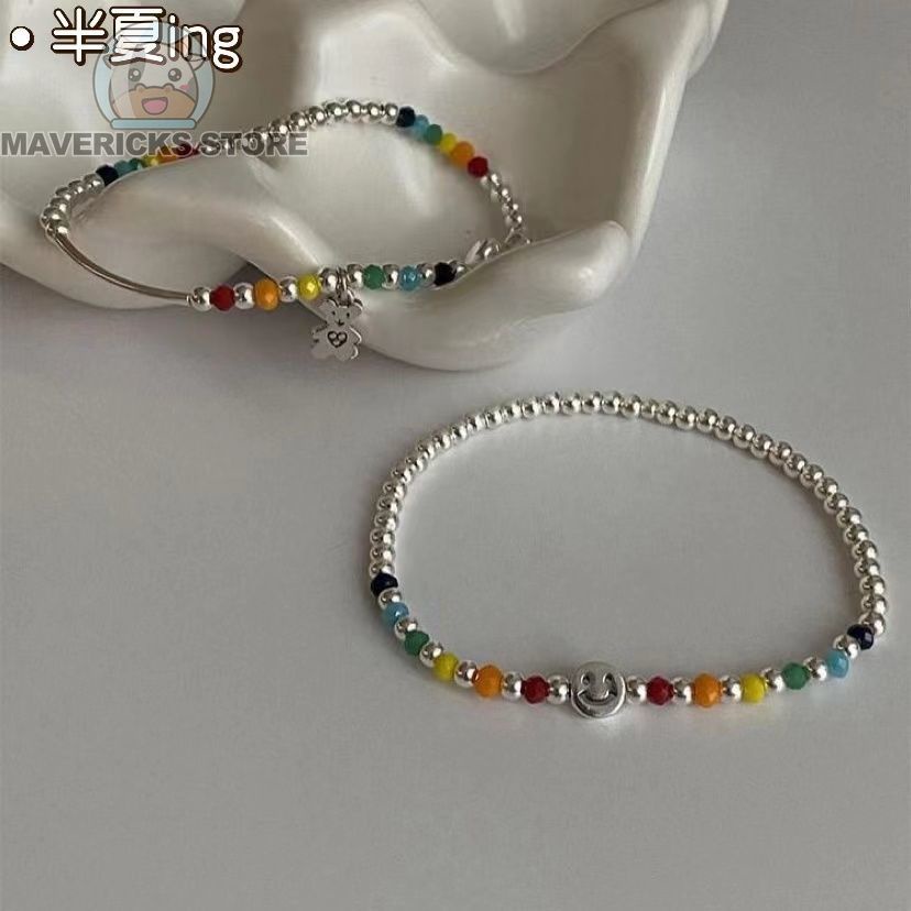 Vòng Tay Co Giãn Đính Mặt Cười/Gấu/Trái Tim/Cầu Vồng Kiểu Hàn Quốc Mới