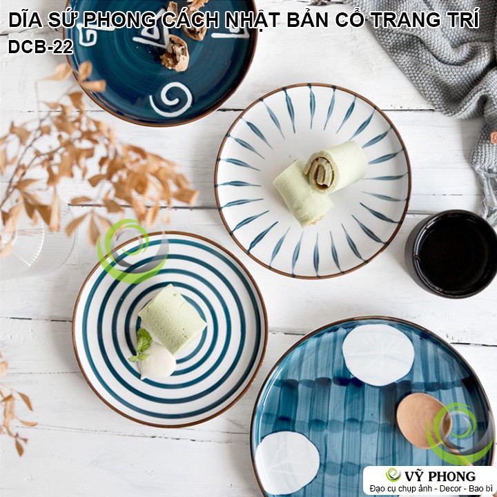 DĨA SỨ HOA VĂN PHONG CÁCH NHẬT BẢN CỔ TRANG TRÍ BẾP CHỤP HÌNH ĐẠO CỤ CHỤP ẢNH SẢN PHẨM INS DCB-22