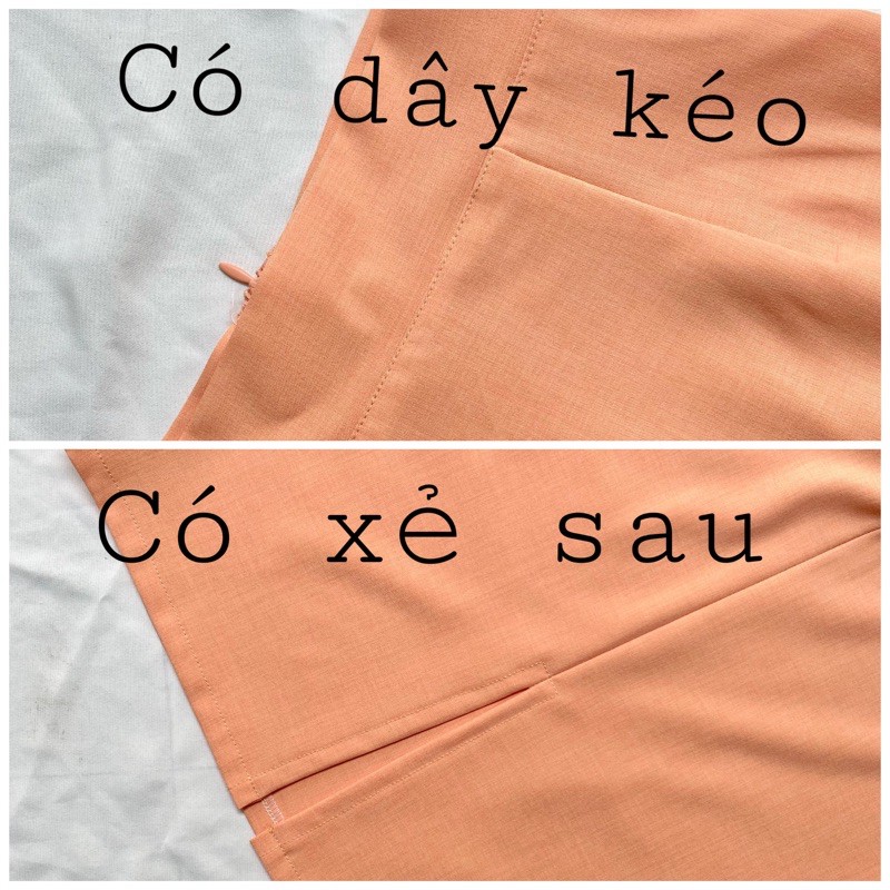 Chân váy midi chất linen mềm dáng A nhẹ cạp khóa xẻ sau