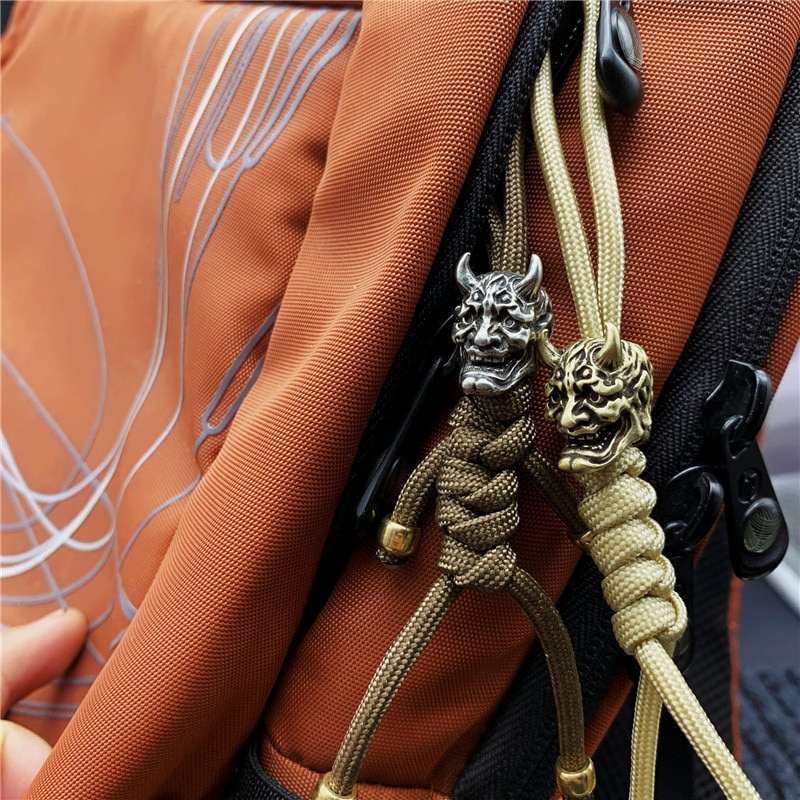 Mặt Dây Chuyền/Móc Chìa Khóa Bằng Đồng Thau Hình Mặt Nạ Ma Nhật Bản DIY