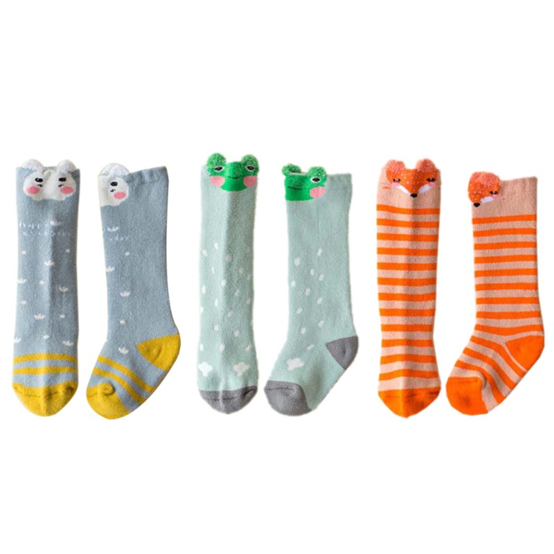 Set 3 Đôi Tất Cổ Cao Hình Thú Đáng Yêu Cho Bé