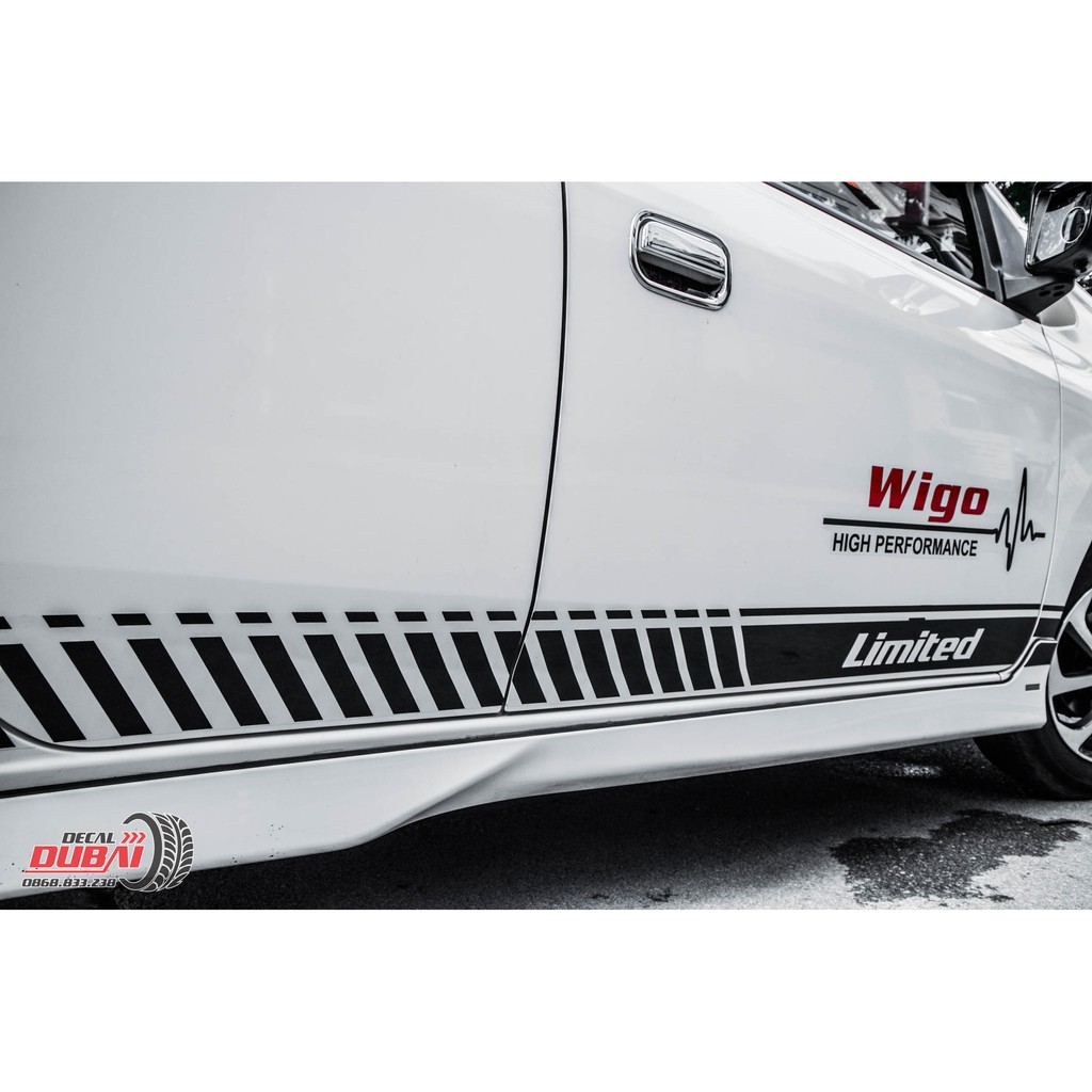 GIẢM GIÁ Tem dán sườn xe ô tô Wigo phong cách thể thao AMG