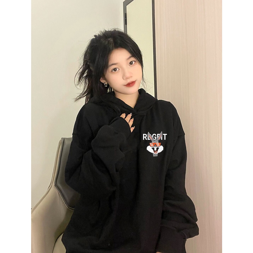 SELVZE Áo hoodie cotton tay dài dáng rộng phong cách Mỹ retro chất lượng cao trẻ trung thời trang
