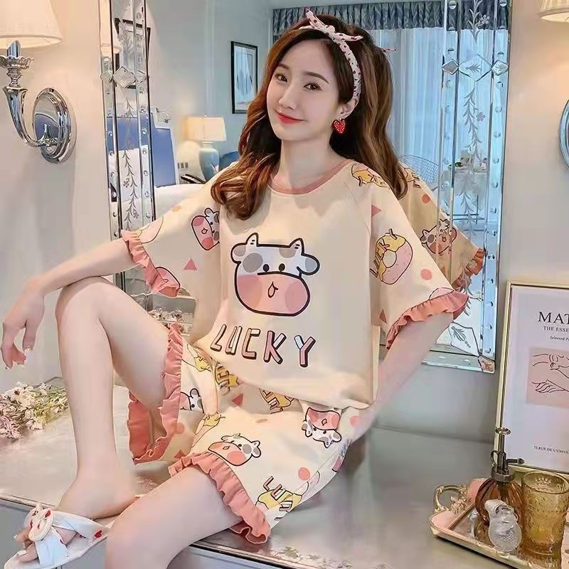 Đồ bộ nữ mặc nhà mùa hè cộc tay bigsize 40-95 Kg vải thun cotton quần lửng cute dễ thương TOZZO BC02