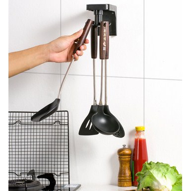Giá treo đồ nhà bếp nhà tắm kèm 6 móc xoay