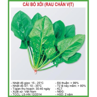 Hạt Giống Cải bó xôi chịu nhiệt (Rau chân vịt) 20 Gram/ Gói
