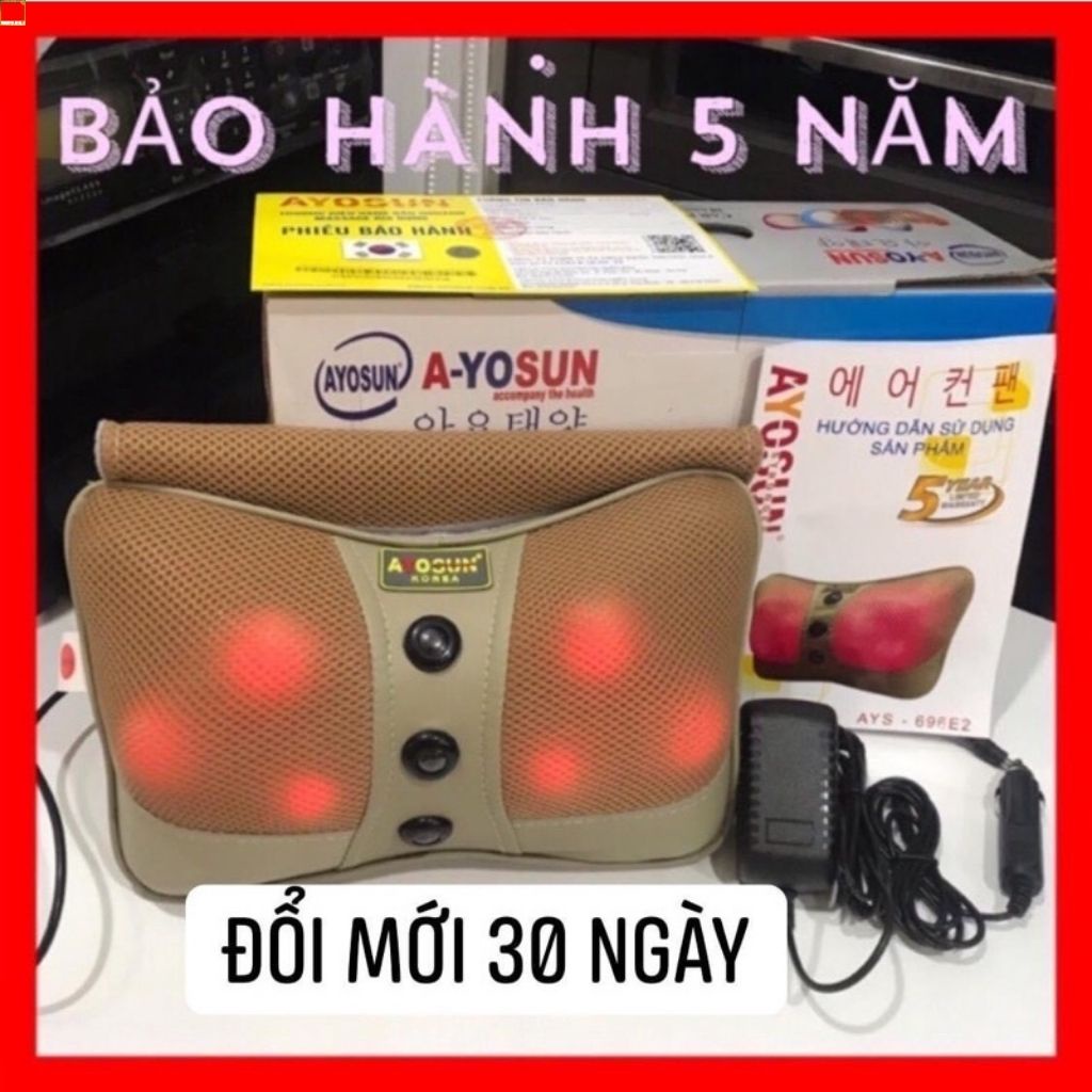 [Bảo Hành 5 Năm -Đổi 30 Ngày]Gối Massage Hồng Ngoại 6Bi Chính Hãng KOREA,Giảm Đau Cổ Vai Gáy Lưng.Gối Massage Siêu Bền