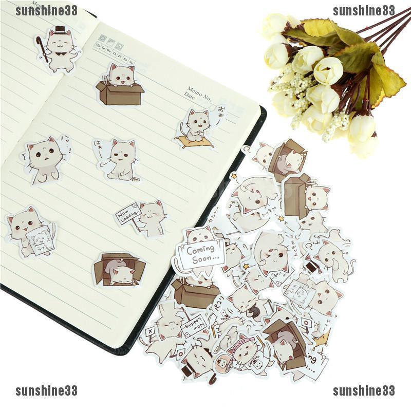 Set 45 miếng dán hình mèo trang trí xinh xắn dễ thương