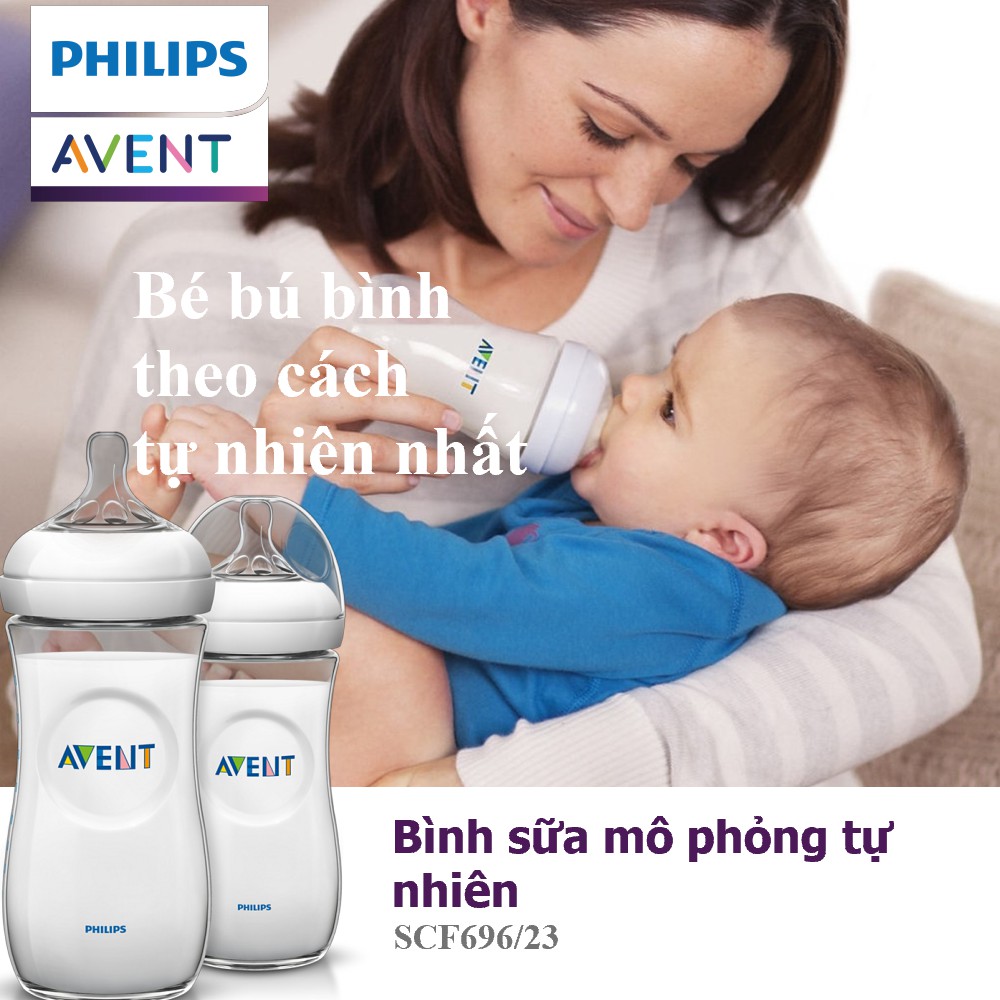 Combo 2 Bình sữa mô phỏng tự nhiên Philips Avent (330ml) cho bé từ 6 tháng tuổi SCF696/23