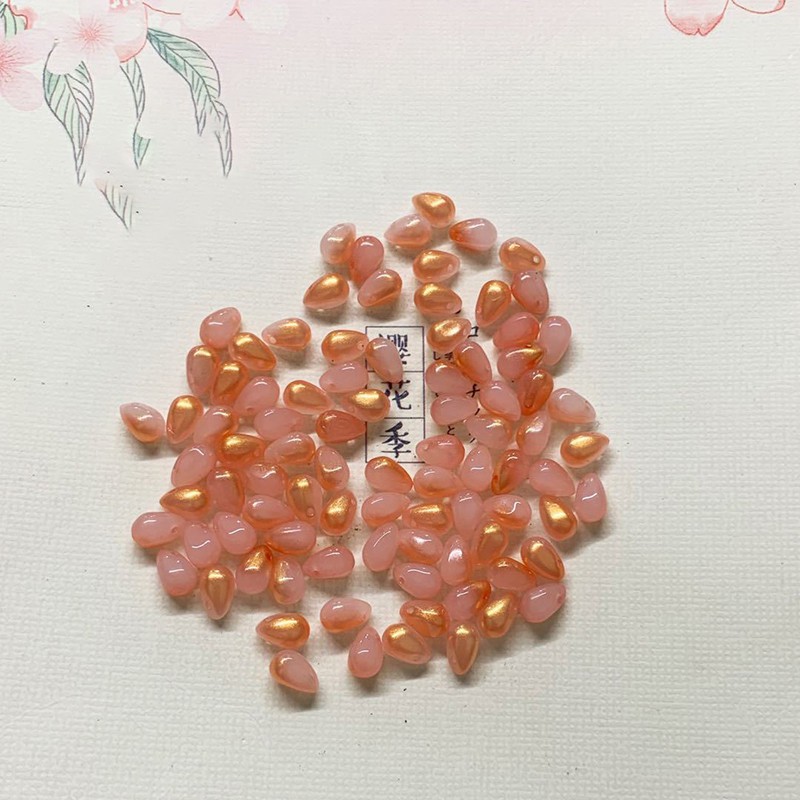 5 hạt thủy tinh giọt nước 6*9mm nguyên liệu làm trâm làm trang sức cổ trang