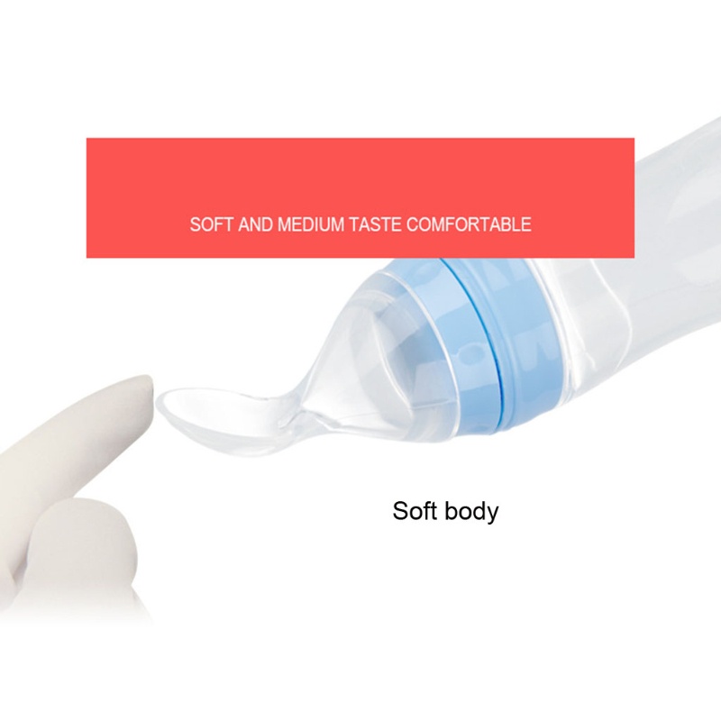 Bình Ăn Dặm 120ml Bằng Silicone Kèm Muỗng Dành Cho Bé Sơ Sinh