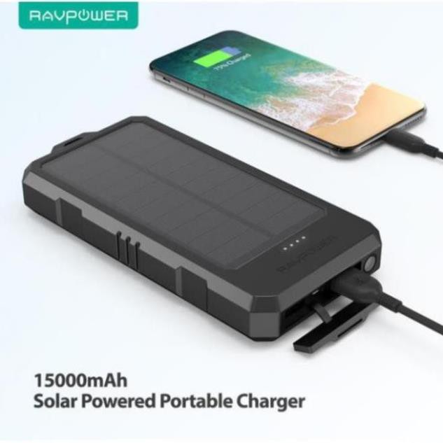 Pin sạc dự phòng Năng Lượng Mặt Trời RAVPower 15000mAh RP-PB124- THƯƠNG HIỆU USA- HÀNG CHÍNH HÃNG