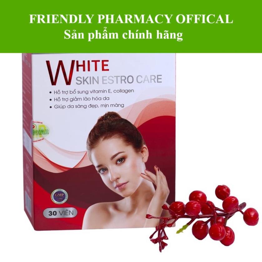VIÊN UỐNG WHITE SKIN ESTRO CARE – Bổ sung vitamin E, collagen, giảm lão hoá, sáng đẹp da (30 viên)
