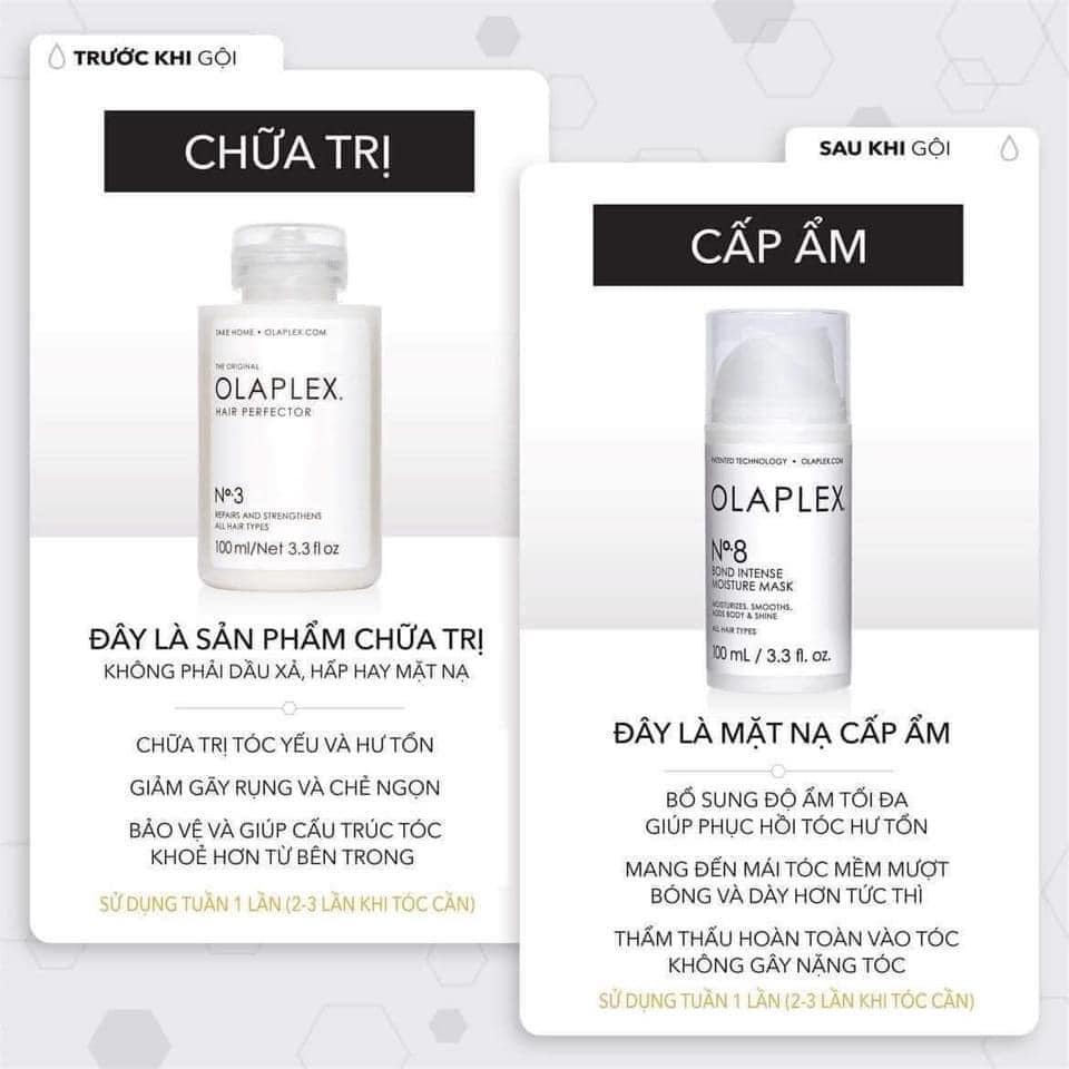 Set phục hồi tóc Olaplex no 3 + no 8 (30mL/tuýp)