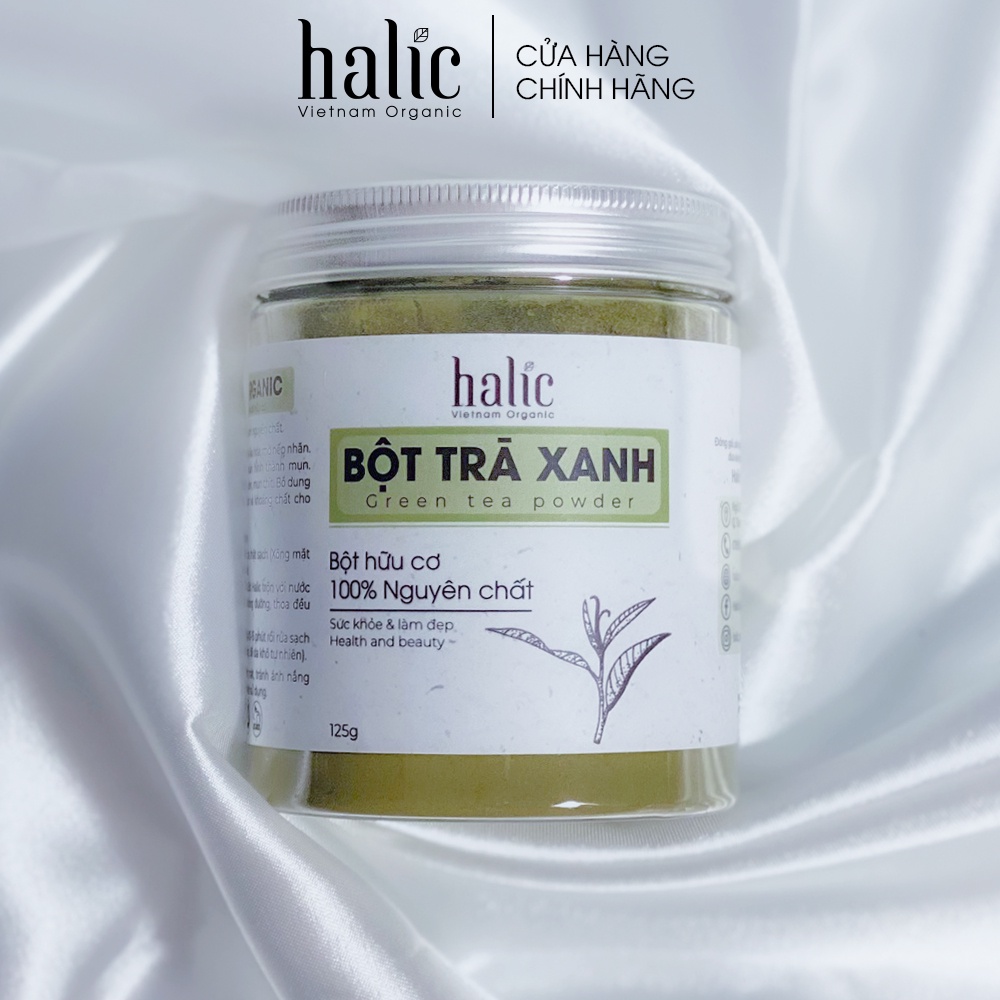 Bột Trà Xanh đắp mặt nạ nguyên chất Halic Organic 125G dưỡng trắng da, ngăn ngừa mụn trứng cá, chống lão hóa da hiệu quả