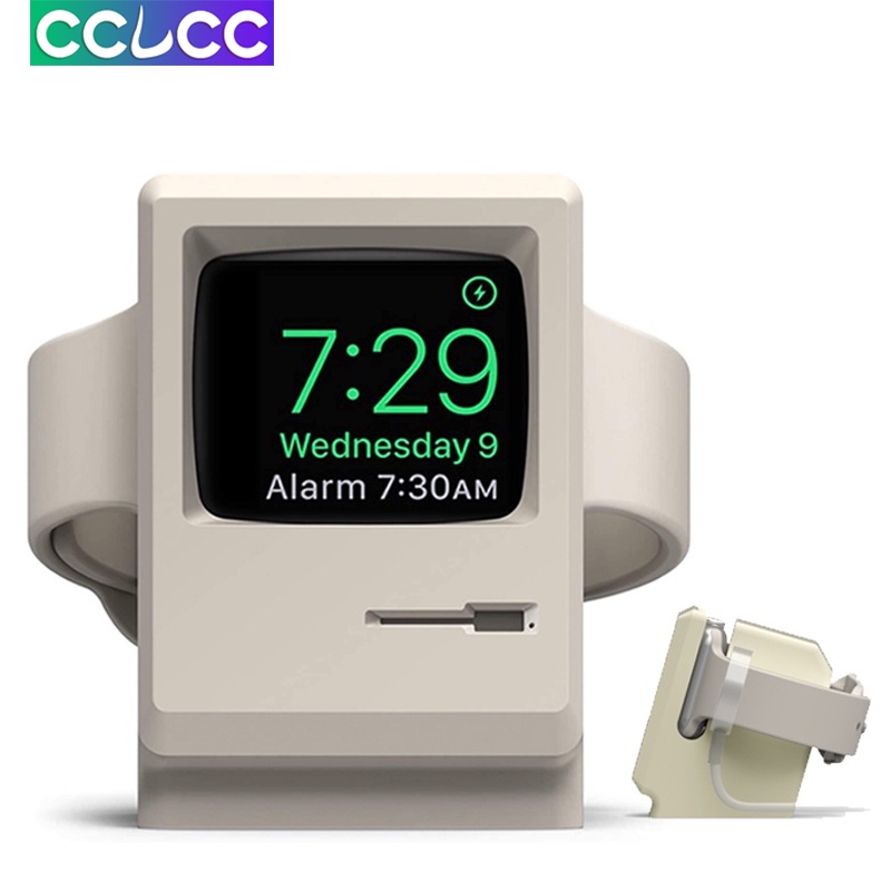Đế Sạc Bằng Silicon Họa Tiết Máy Tính Cổ Điển Cho Apple Watch 7 6 5 4 iwatch 3 2 1