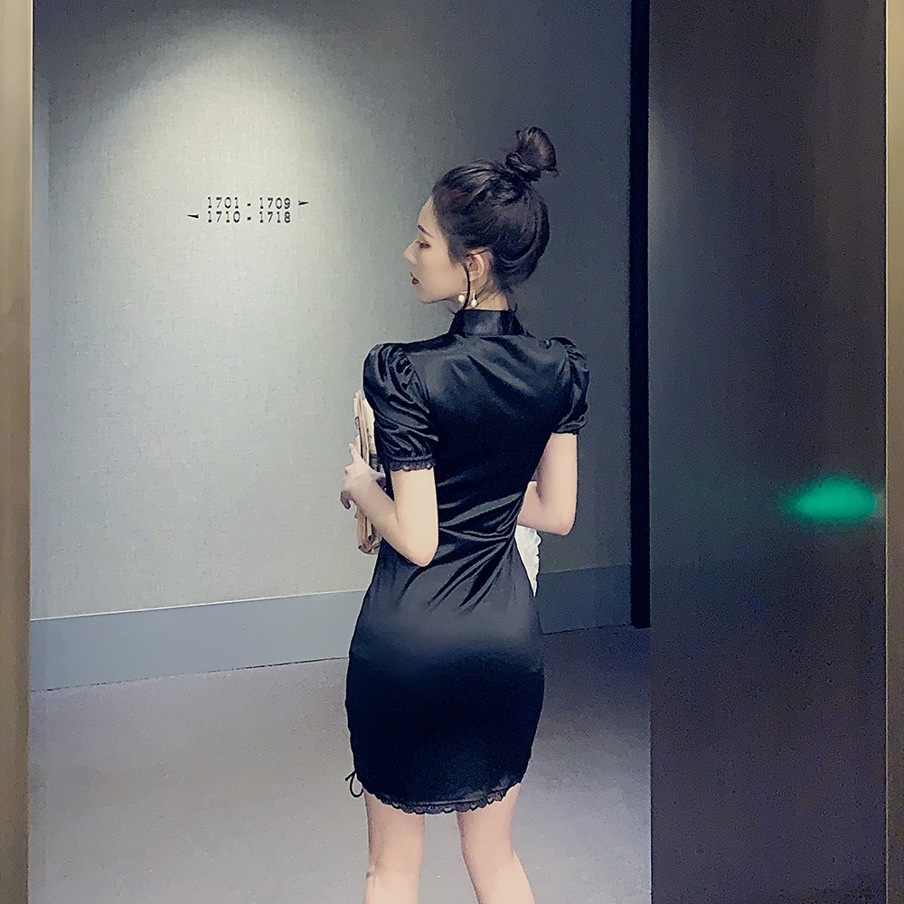 Đầm đen nữ dáng ôm tay ngắn Emilyshop