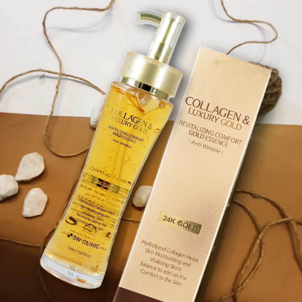 Tinh chất 3w Clinic dưỡng trắng da, chống lão hóa Collagen &amp; Luxury Gold 150ml NPP Shoptido