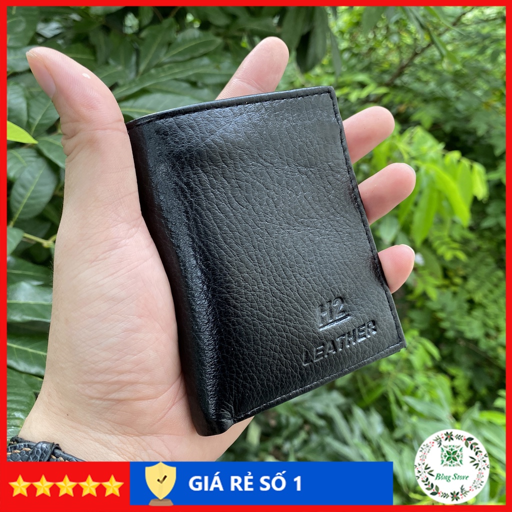 Ví nam mini da bò dáng đứng ví mini nam cao cấp da bò thật nhỏ gọn tiện lợi kích thước 10,5cm x 8,5cm VMN003
