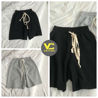 Quần short Unisex buộc dây BASIC quần đùi nam nữ cạp chun thể thao đi chơi chất thun mềm mát - VIETCEN