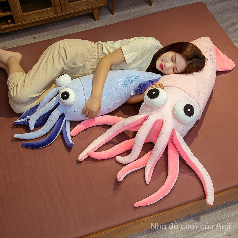 AIXINI 70-110cm Squid Stuffed Animals Squid Plush Kawaii Doll Soft Toy Cute Food Pillow Squishy Toy Comforting Gift Giant Plushies Anime Plushie