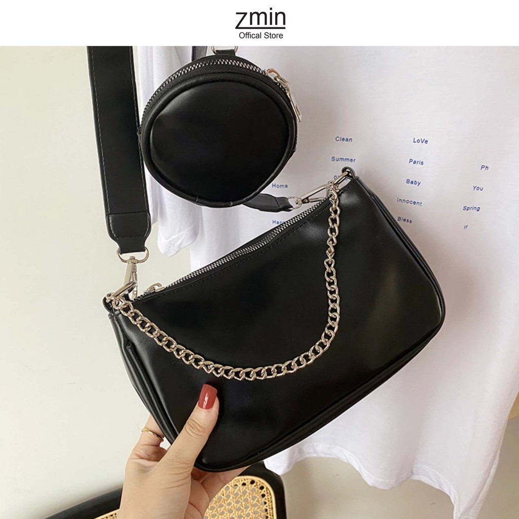 Túi kẹp nách nữ đeo chéo da thời trang Zmin, chất liệu da PU cao cấp-T047
