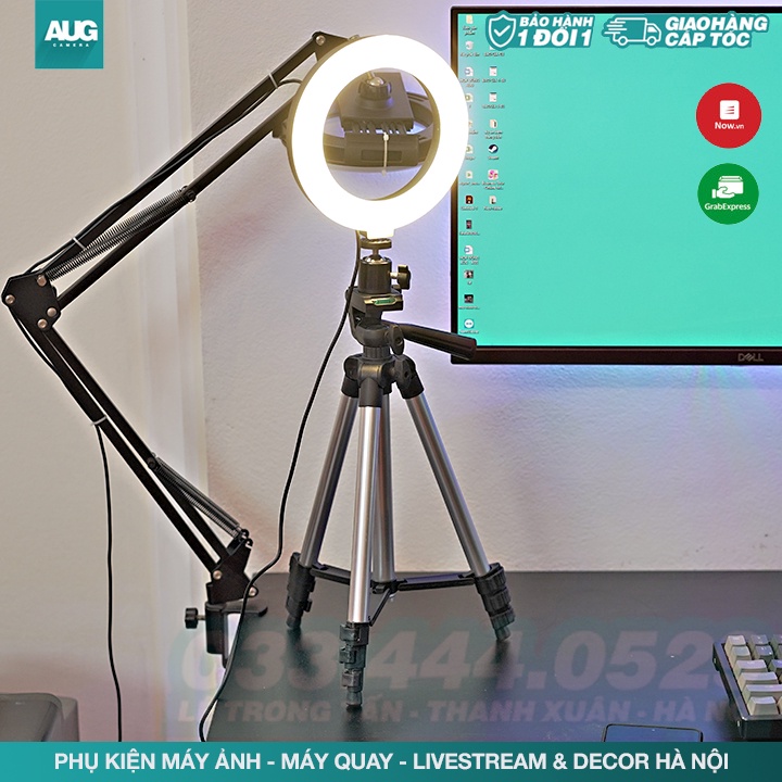 COMBO Đèn ringlight kèm tripod để bàn đèn Live Stream Hỗ trợ ánh sáng Chụp Ảnh, Make Up Trang Điểm