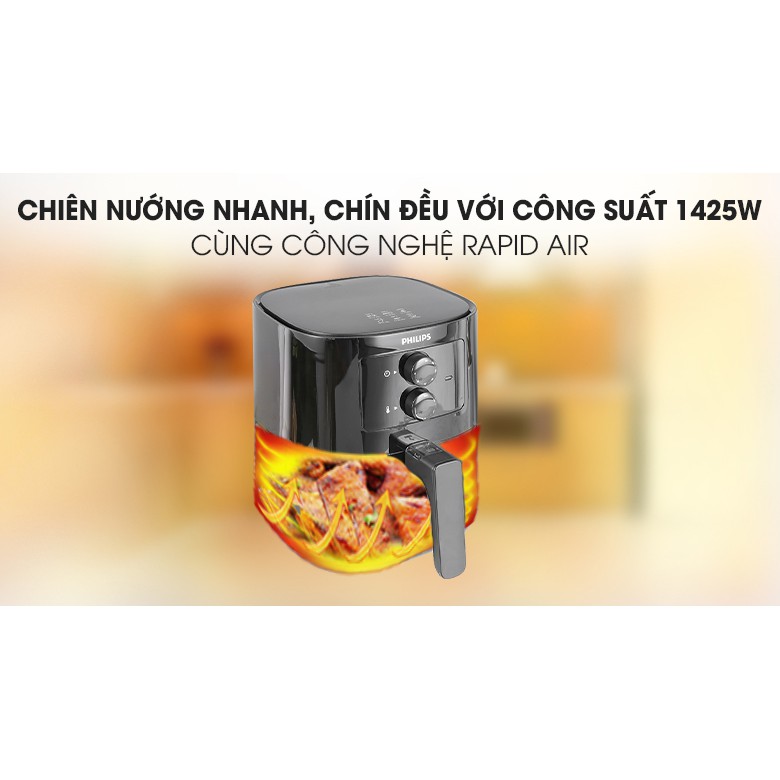 Nồi chiên không dầu thế hệ mới Philips HD9200 - Hàng chính hãng