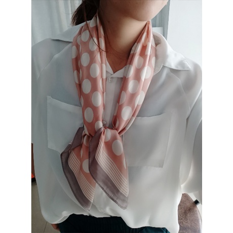 Khăn vuông lụa satin 70cm nữ công sở đẹp cao cấp- khăn turban quấn túi quấn tóc làm áo- Chấm Bi