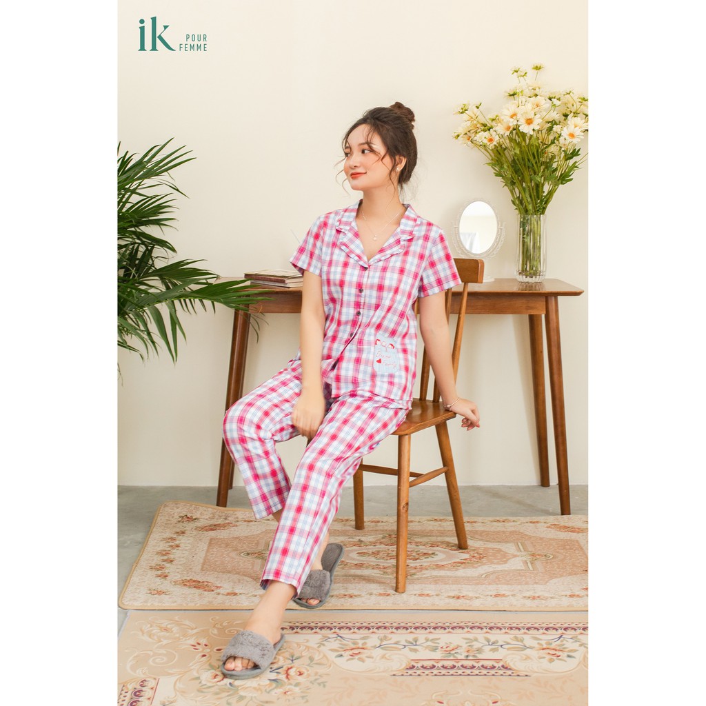 Bộ mặc nhà IK Pijama áo cộc tay quần dài vải KT 0191 Giá 385.000đ