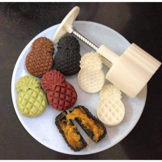 Khuôn trung thu lò xo - 2 mặt mẫu quả dứa  50g làm bánh dứa