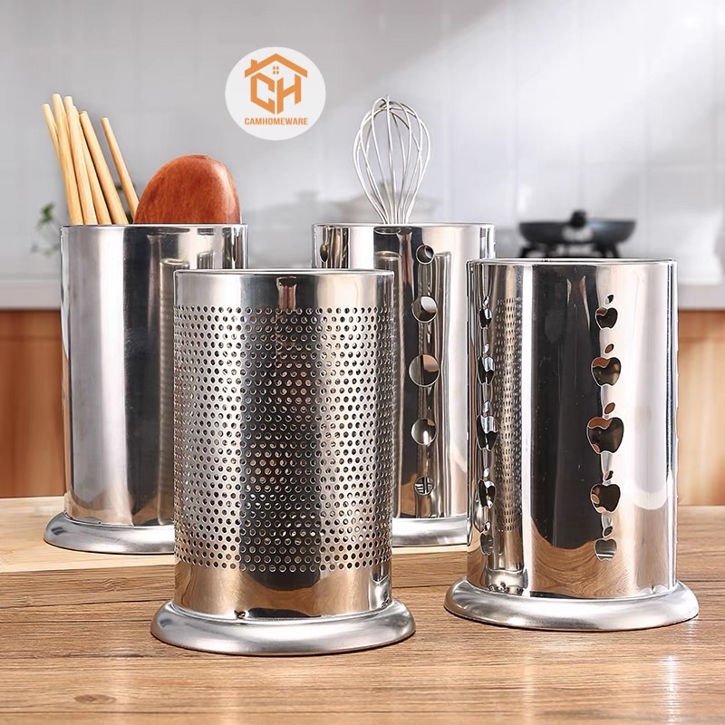Ống Đựng Muỗng Đũa Inox 304, Ống Đũa Inox Tròn Cao Cấp Cam Homeware