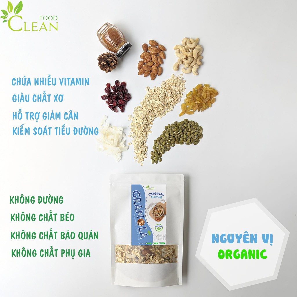 Ngũ cốc granola siêu hạt ONFOD dành cho người tiểu đường, ăn kiêng, giảm cân, gym, yoga 250g 500g