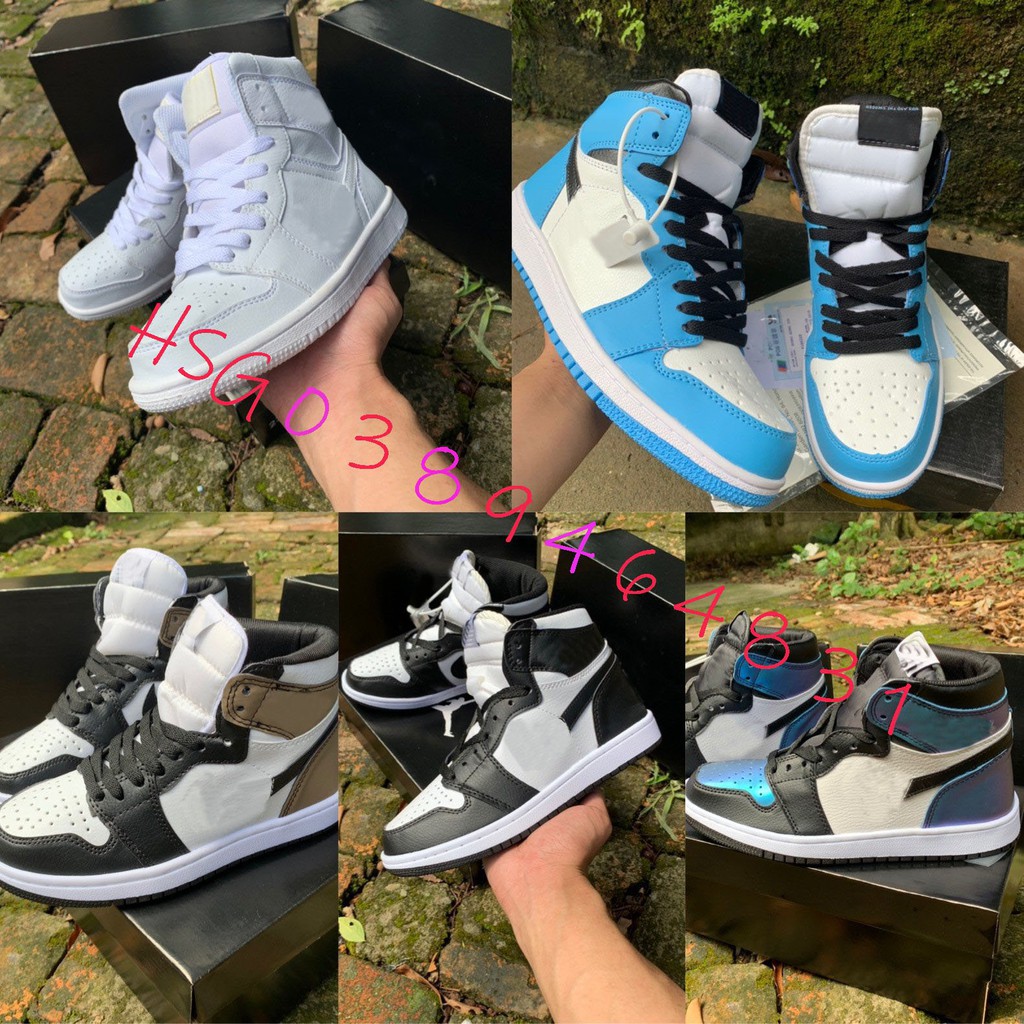 Giày thể thao sneaker J đen Cao, Giày J xám cao Panda full box nam nữ đủ size