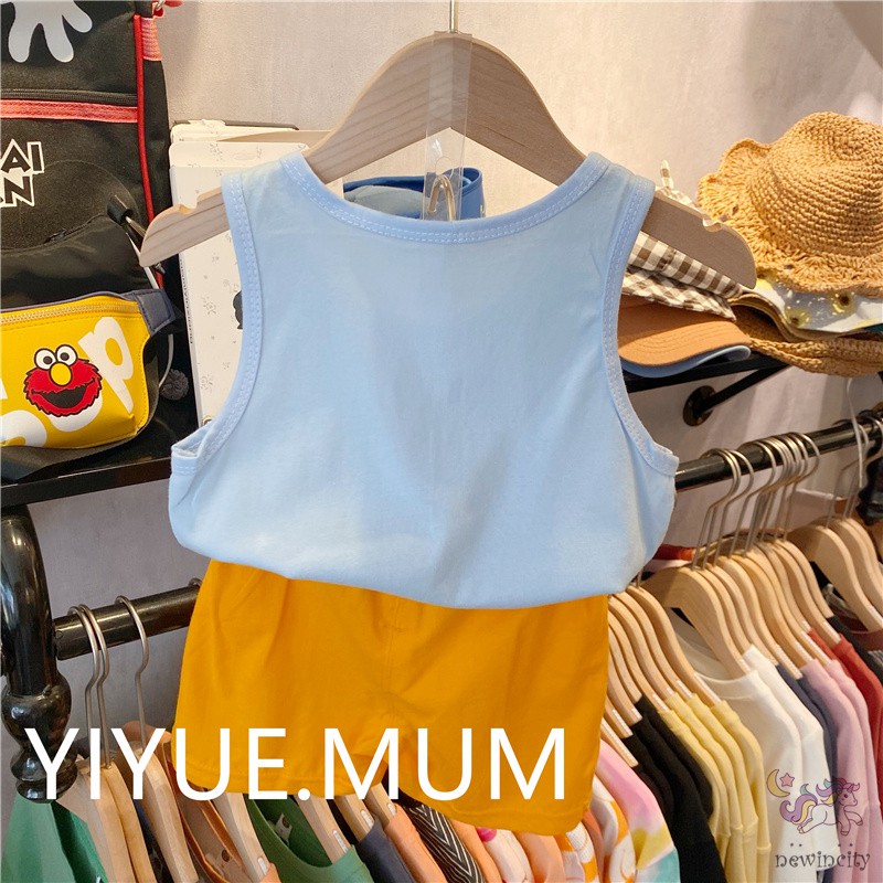 Bộ Áo Sát Nách In Hoạt Hình + Quần Short Kiểu Hàn Quốc Thời Trang Mùa Hè Cho Bé Trai