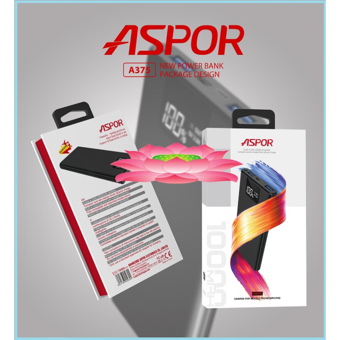 Sạc dự phòng, chính hãng ASPOR dung lượng 10000mAh- Pin sạc dự phòng chuẩn aspor hơn nhiều xiaomi