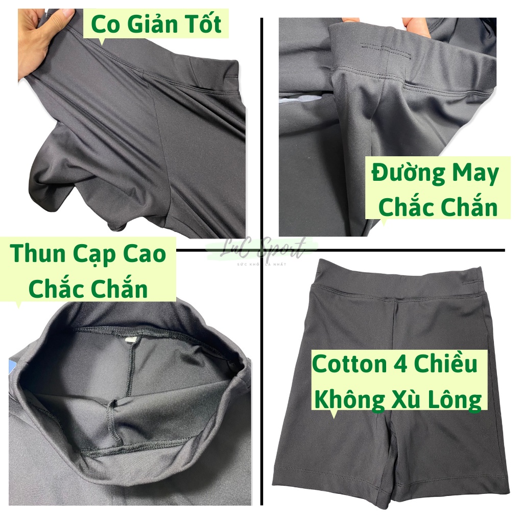 Quần Legging Nữ Đùi Cá Tính Không Túi Màu Đen Cao Cấp Thun Co Giãn 4 chiều, gym  yoga.