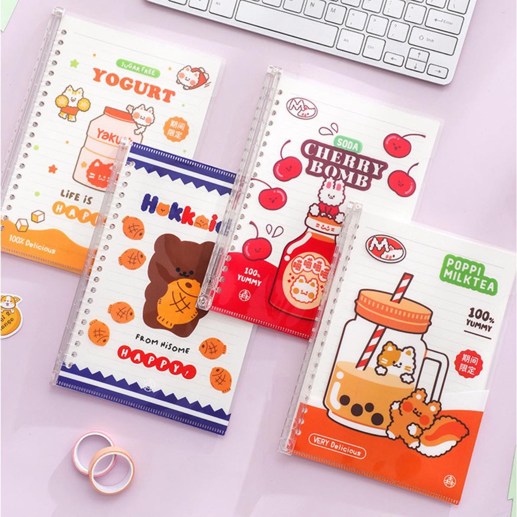 Bìa sổ còng binder size A5/B5 nhựa trong PEPSI CUTE series