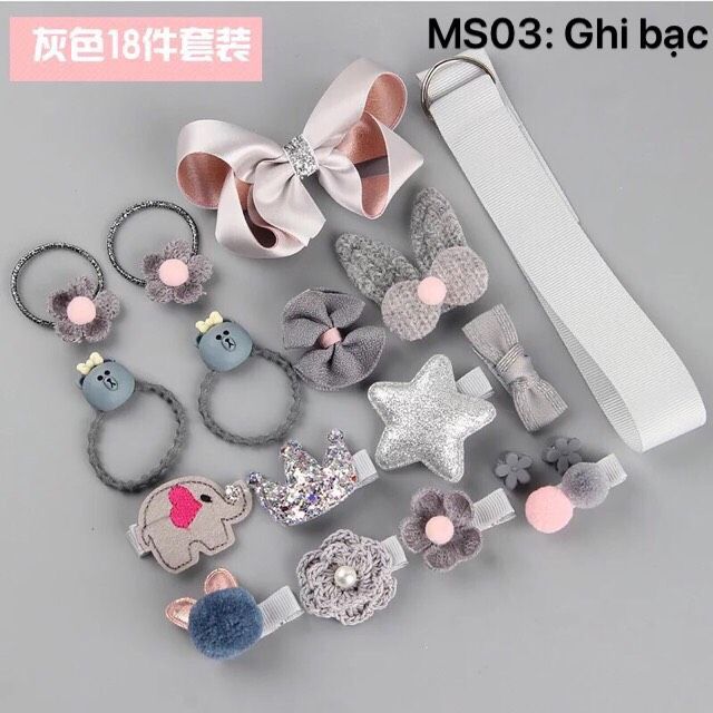 [MÃ MSNH05 GIẢM 5K] Kẹp tóc cho bé 18 chi tiết