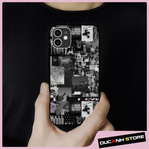 Ốp lưng iphone SAMSUNG hình Xám Cắt Dán Màu Đen Trắng Và Xám viền vuông  cho các dòng iPhone PAP20210985