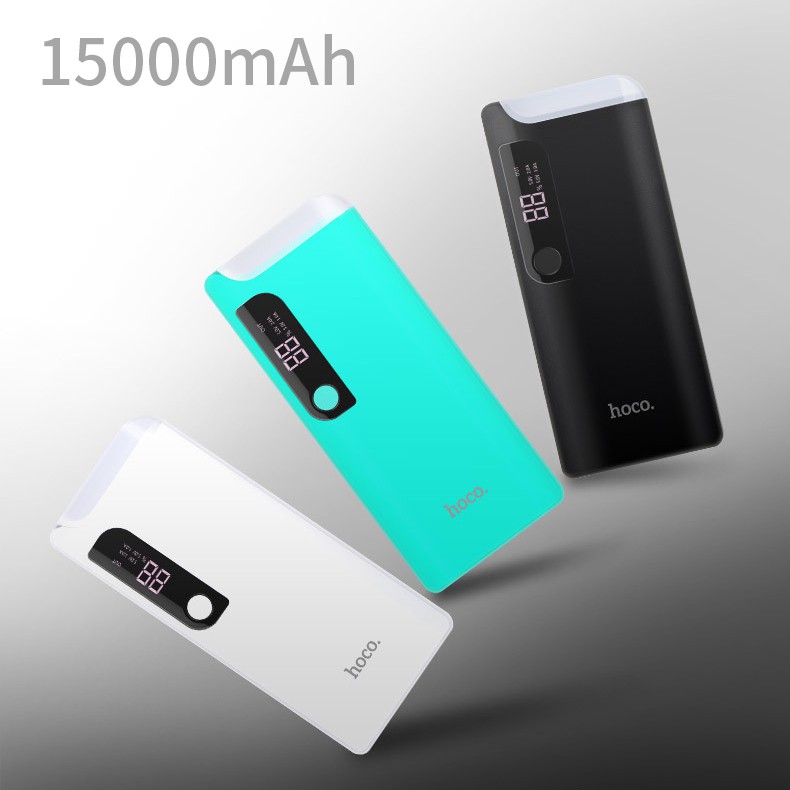 Sạc Dự Phòng Hoco 15000mah Có Đèn Led Cho Iphone Samsung Xiaomi Huawei Android