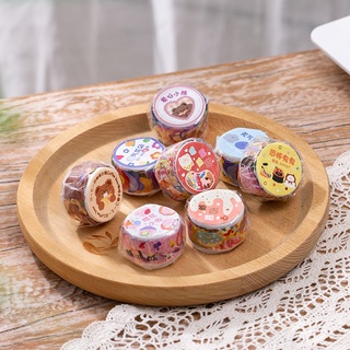 Set 100 cuộn băng keo giấy họa tiết hoạt hình dễ thương trang trí