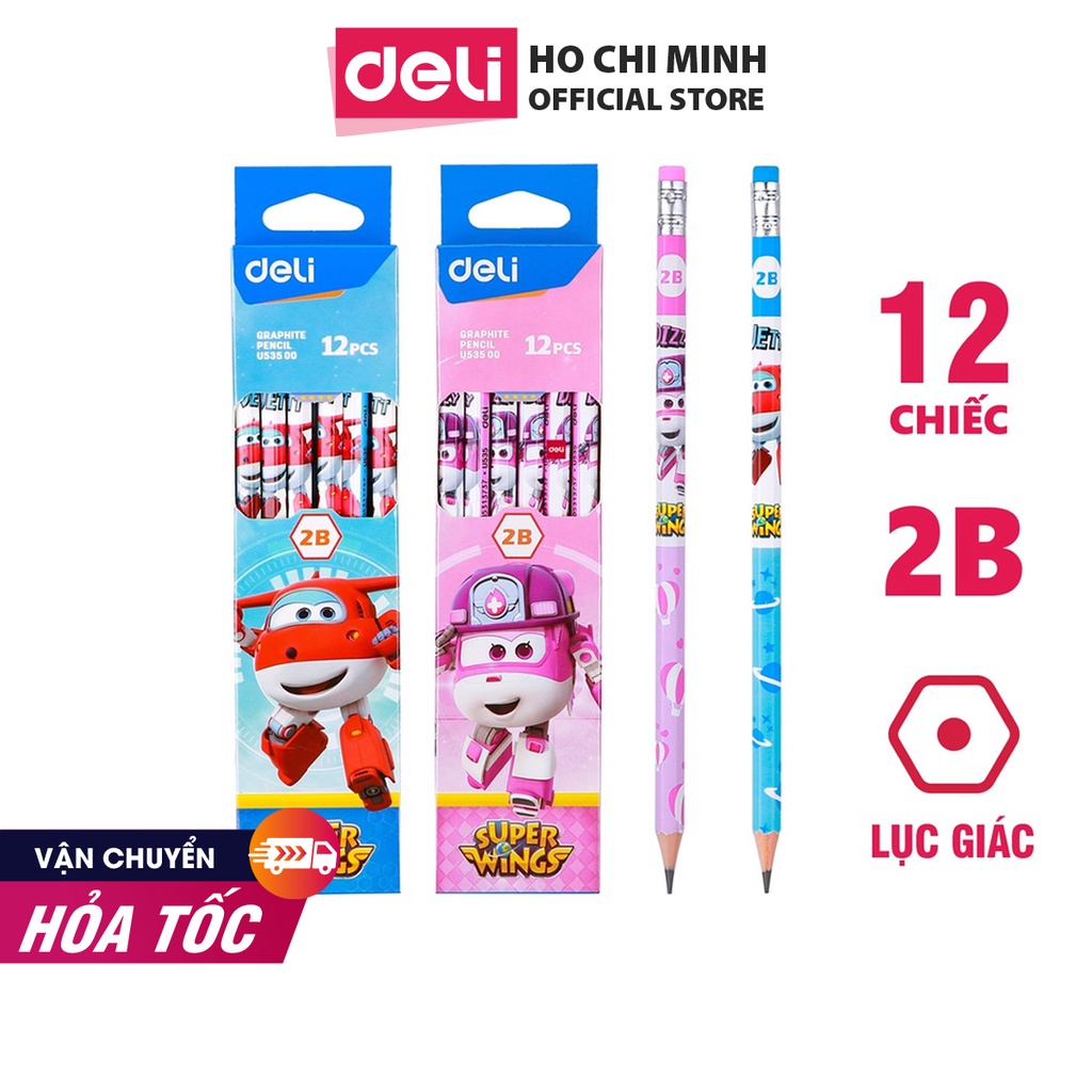 Bút chì học sinh Deli ngòi chì 2B có đính kèm tẩy Deli Cute Pop- EU52600,6 chiếc